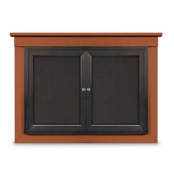 United Visual Products 18"x24" 1-Door Enclosed Letterboard, Burgundy/Lt Oak UV2620O-LTOAK-BURGUN - main